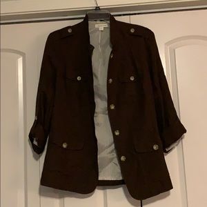 Lined brown blazer with button detail